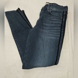 7 For All Mankind b(air) the ankle Skinny Blue Jeans Size 30 Black Velvet Stripe